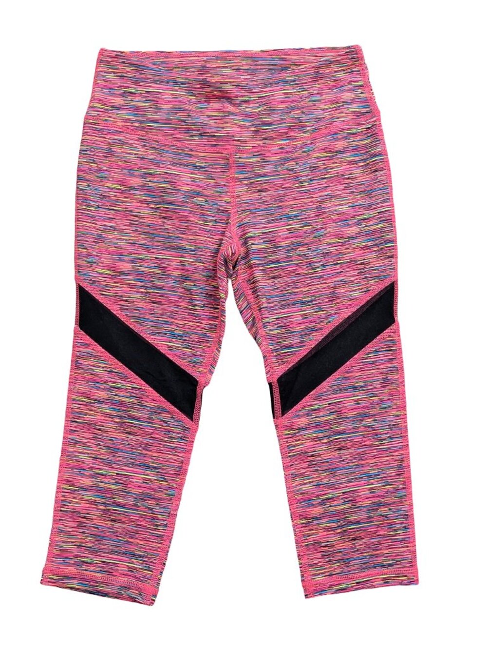 Material Girl Active Capri Leggings NWOT, Pink with Black Mesh Inserts, Size S